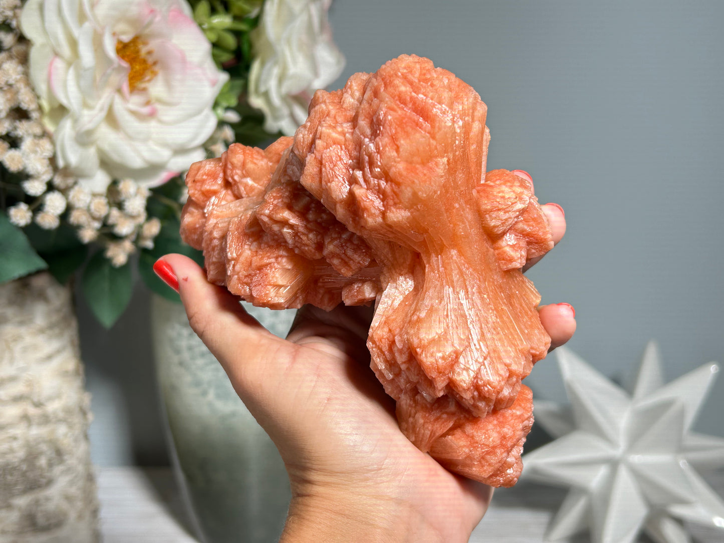 Red Stilbite Cluster (5.8", 147mm)