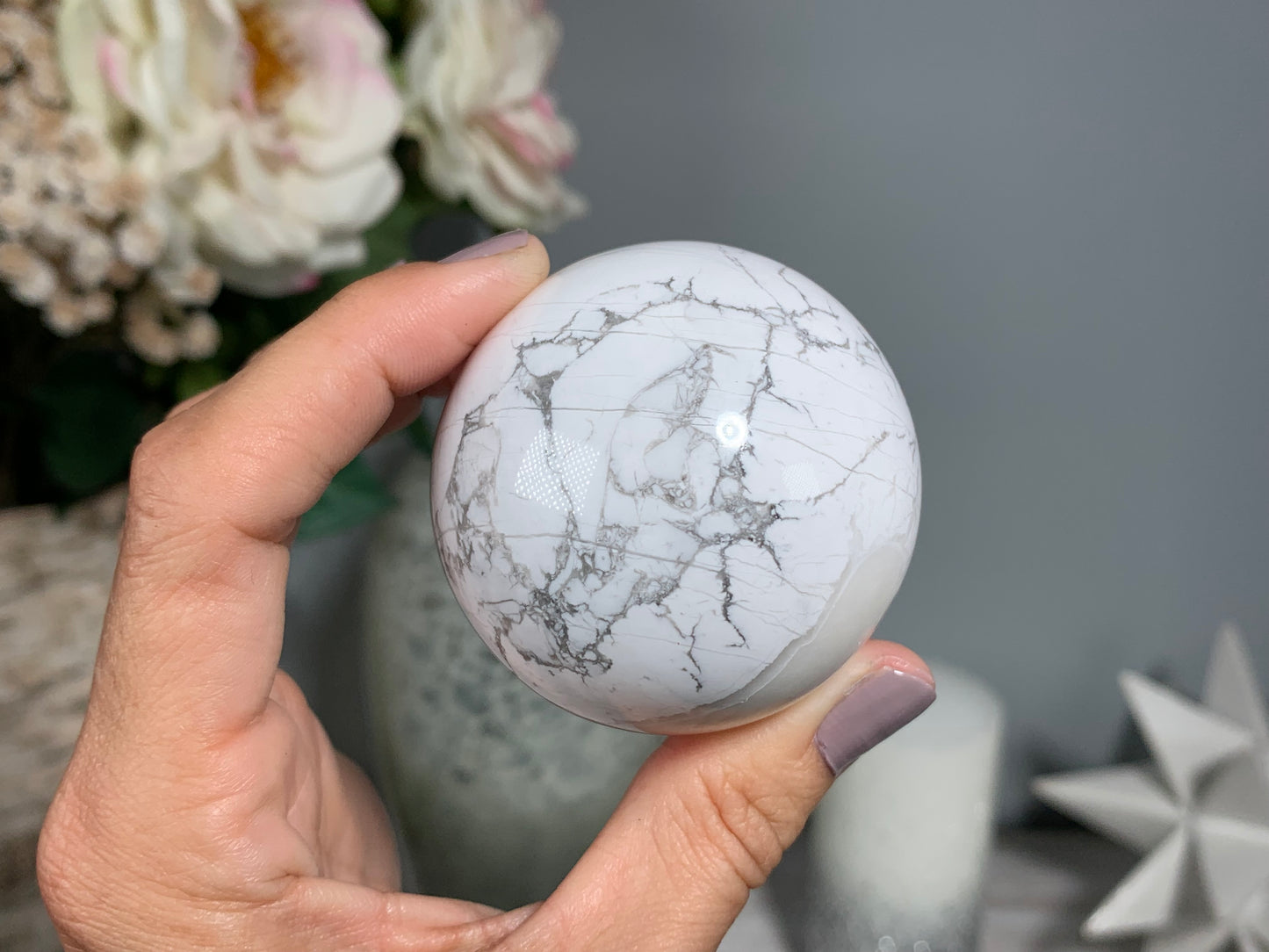 White Howlite Sphere (2" 50mm)