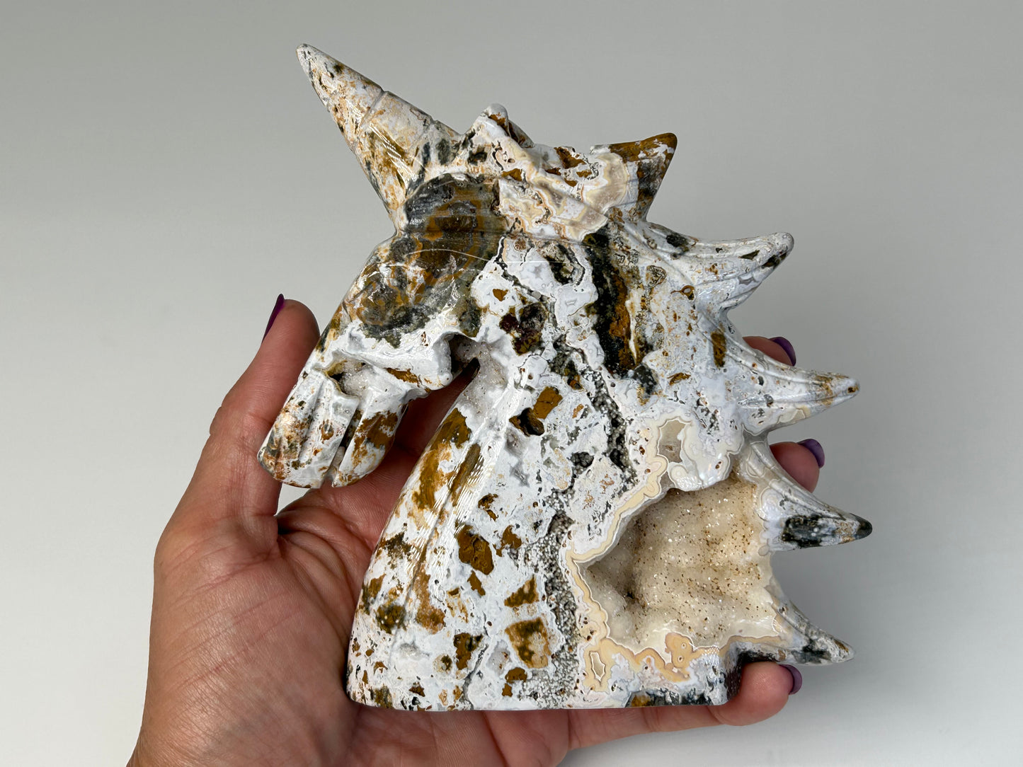 Druzy Ocean Jasper Unicorn (5", 127mm)