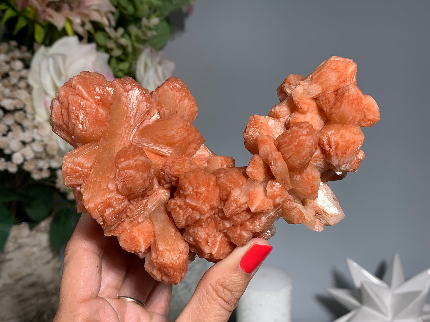 Red Stilbite Cluster (5.25", 133mm)