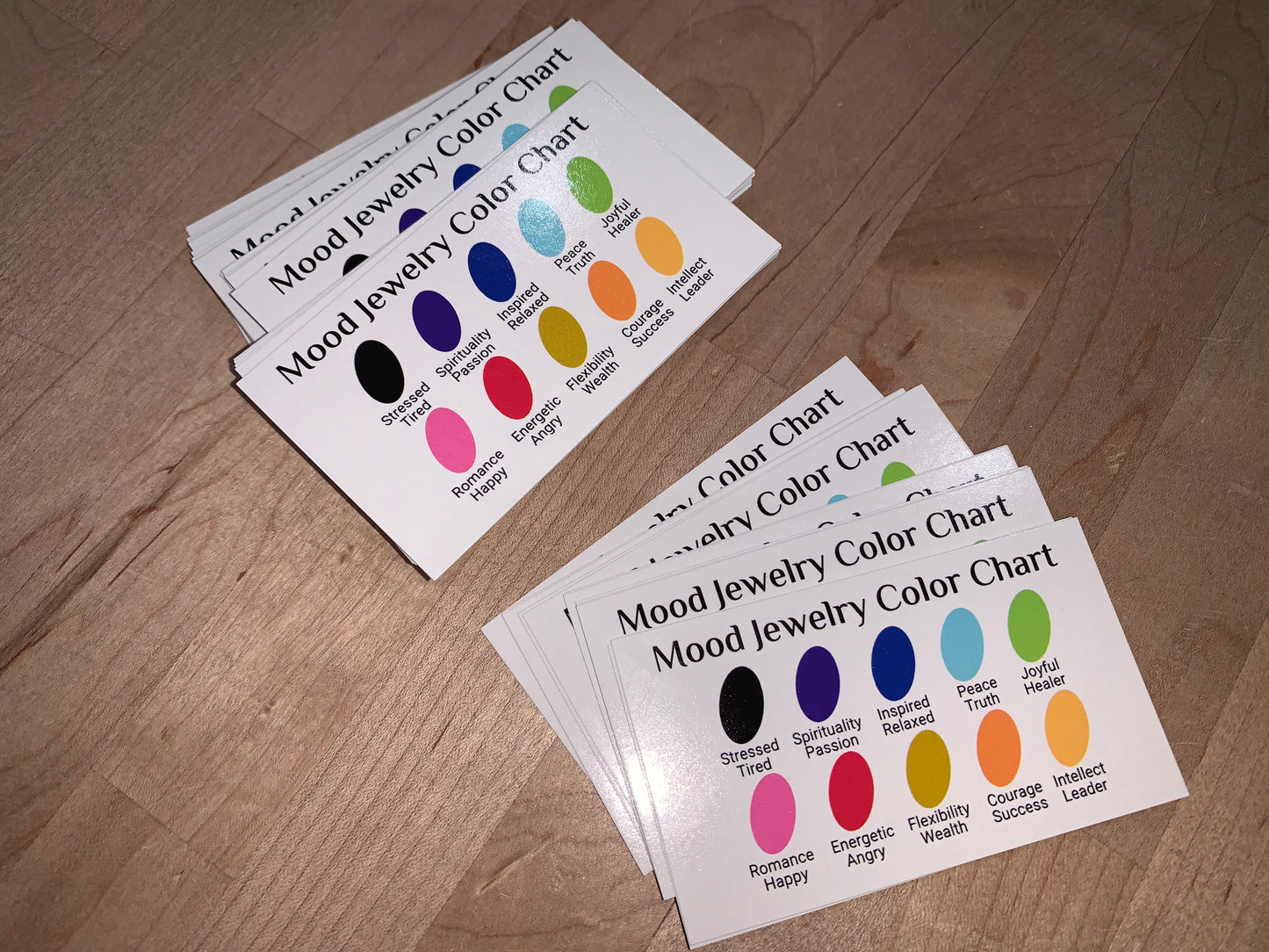 100pc Mood Jewelry Color Chart