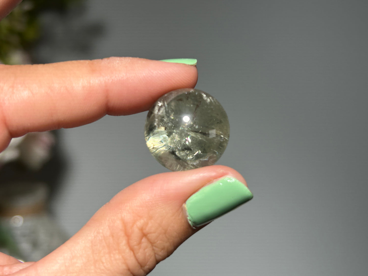 Mini Prasiolite Sphere