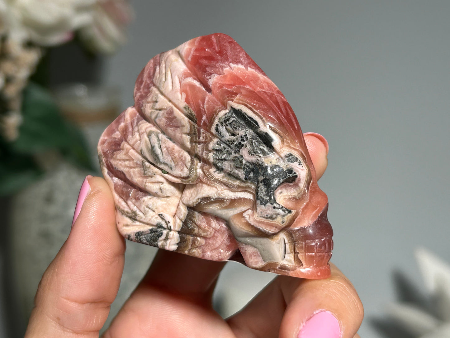 Rhodochrosite Skull (2.3", 59mm)