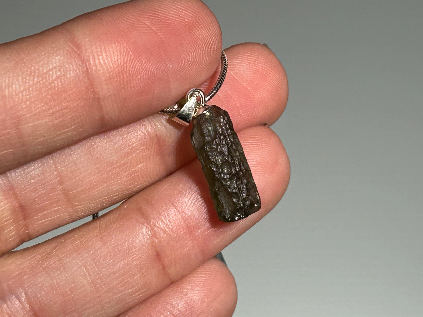 Moldavite Sterling Silver Pendant (16mm long)