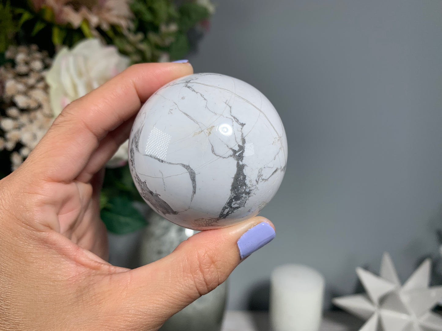 White Howlite Sphere (2.2" 56 mm)