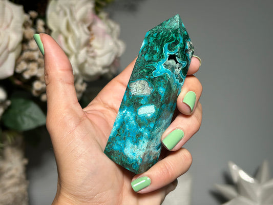 Malachite Chrysocolla Tower (3.5", 90mm)