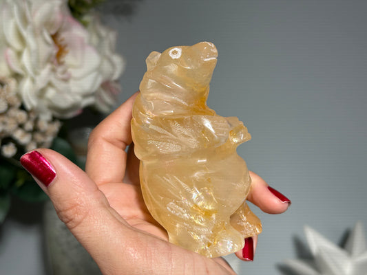 Yellow Hematoid Quartz Bear (3.5", 89mm)