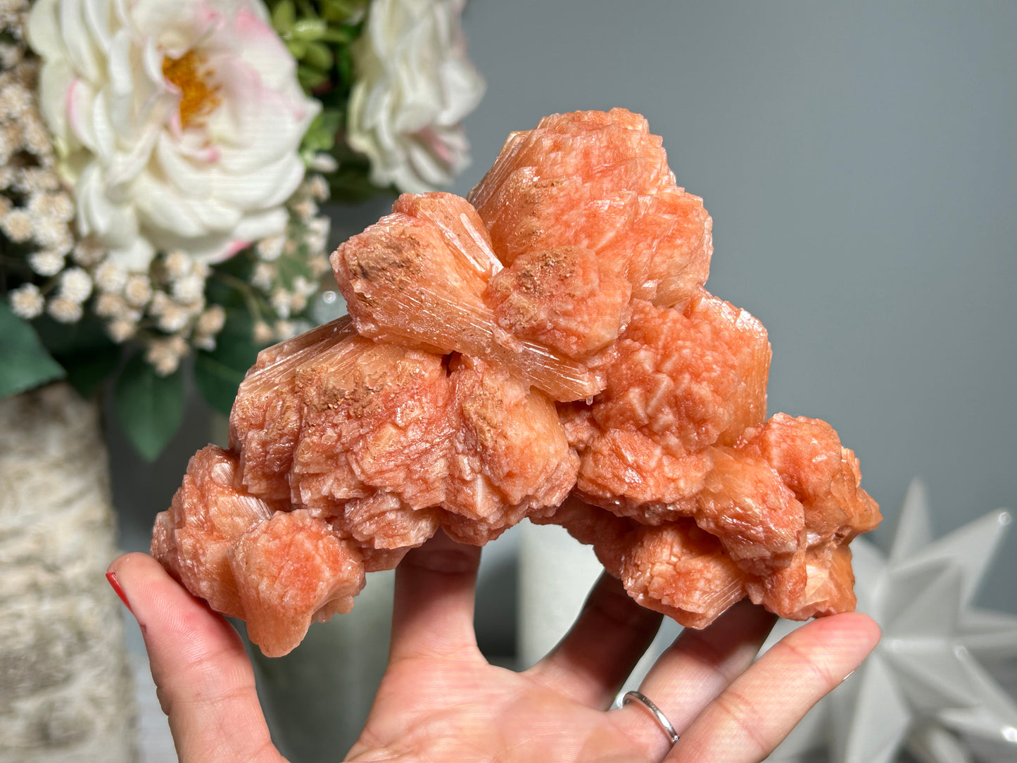 Red Stilbite Cluster (5.8", 147mm)