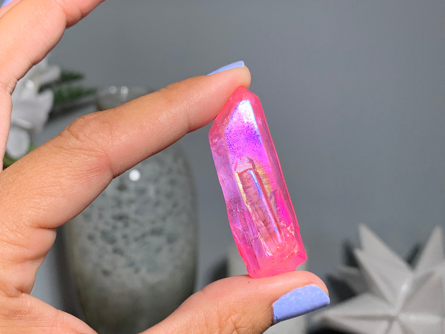 Pink Aura Quartz Point