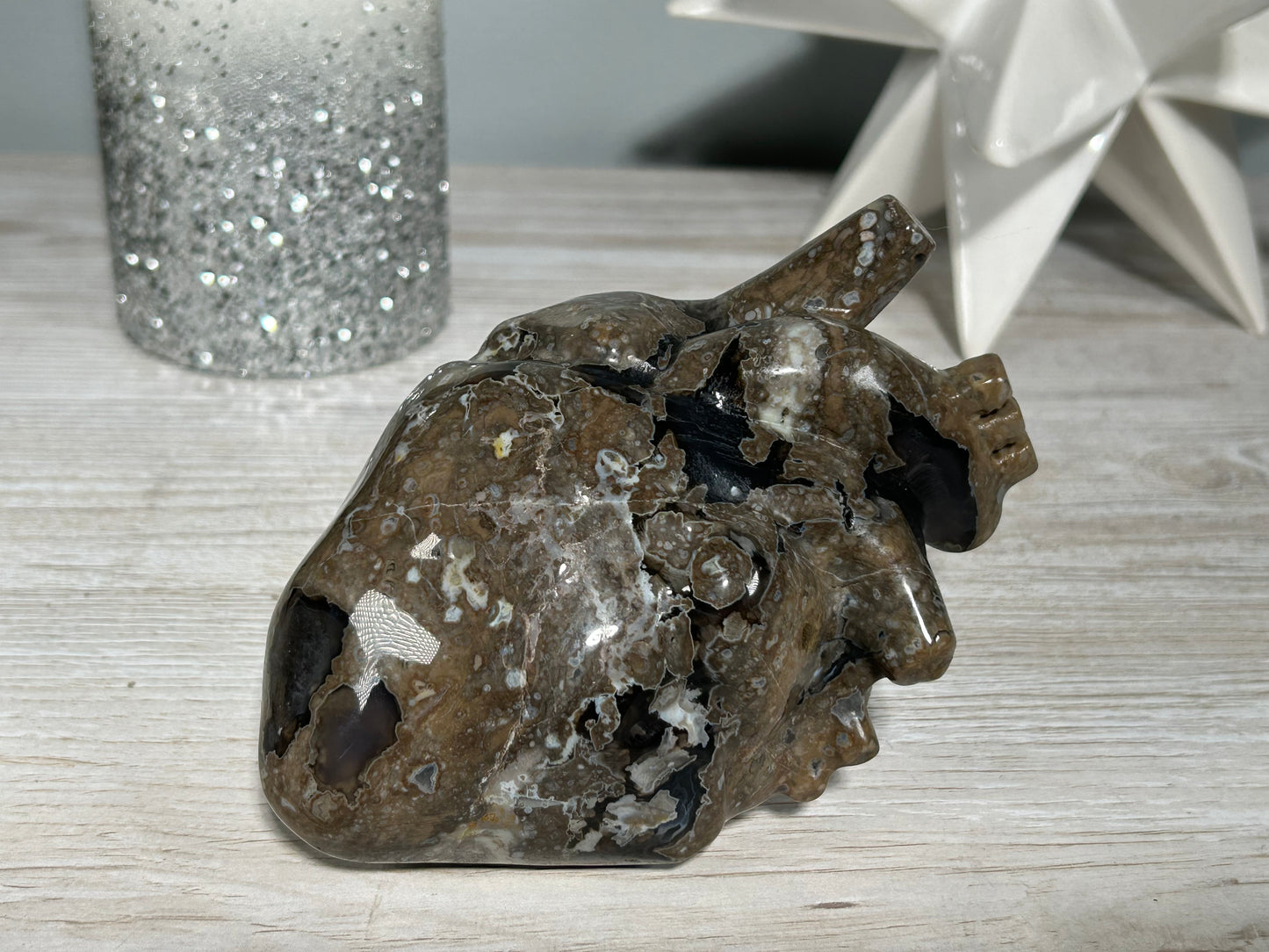 Volcano Agate Anatomical Heart (5", 127mm)