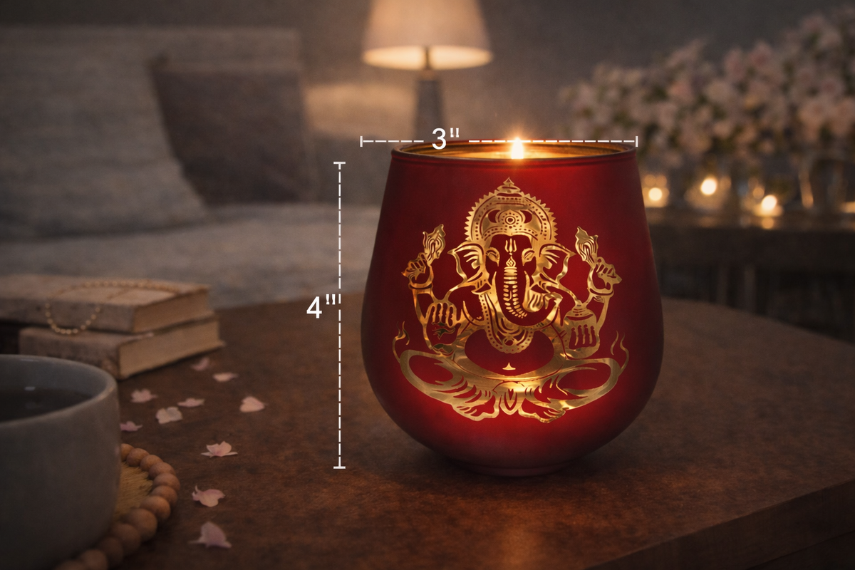Ganesha Candle Holder - 2pcs: Red
