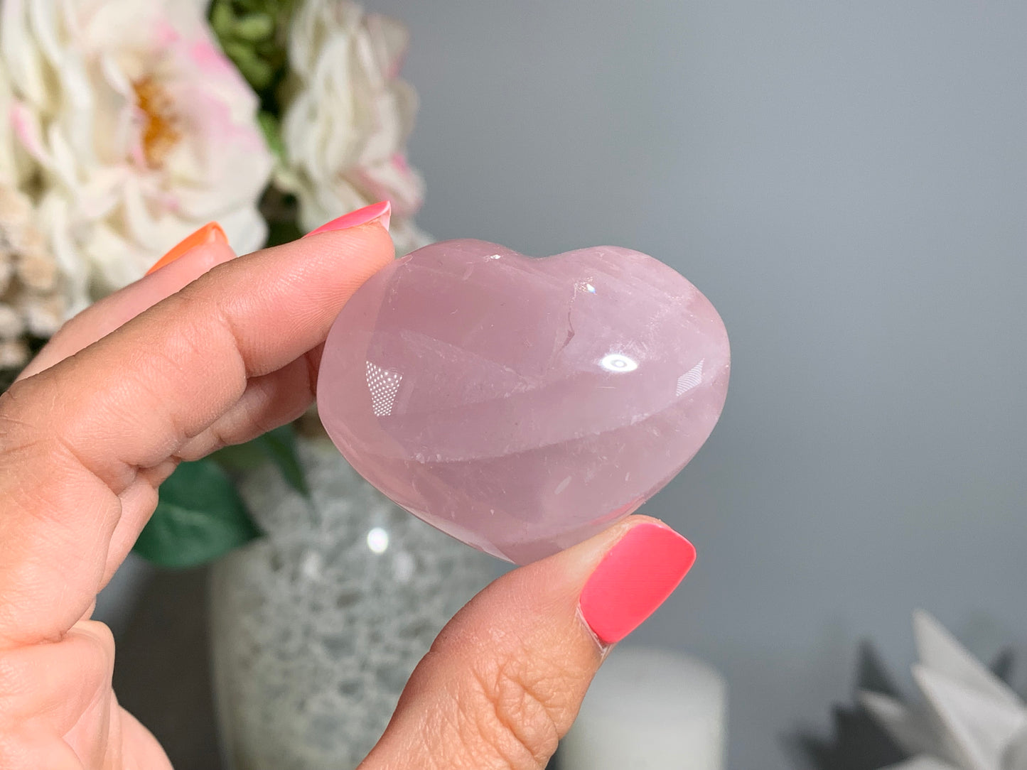 Medium Lavender Rose Quartz Heart