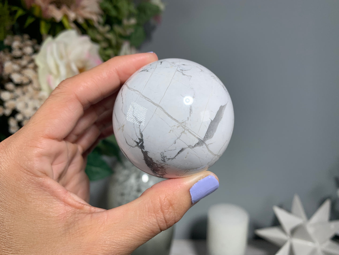 White Howlite Sphere (2.2" 56 mm)