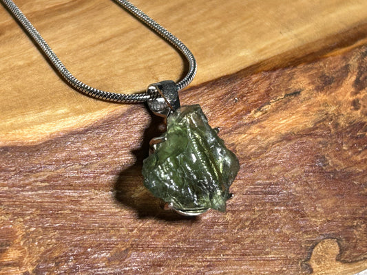 Moldavite Sterling Silver Pendant (12mm long)