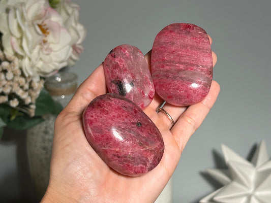 Sakura Rain Rhodonite Palm Stone