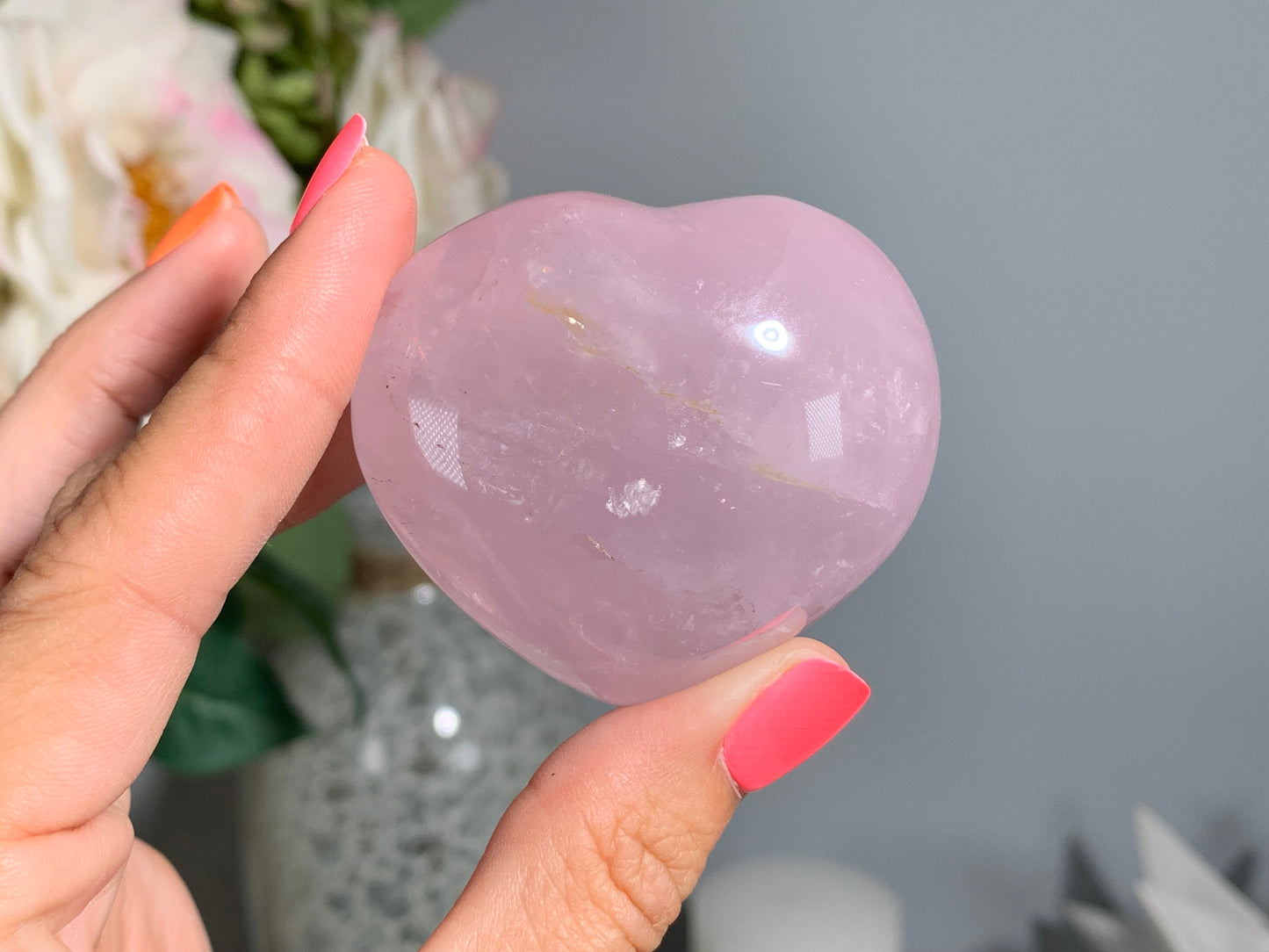 Large Lavender Rose Quartz Heart