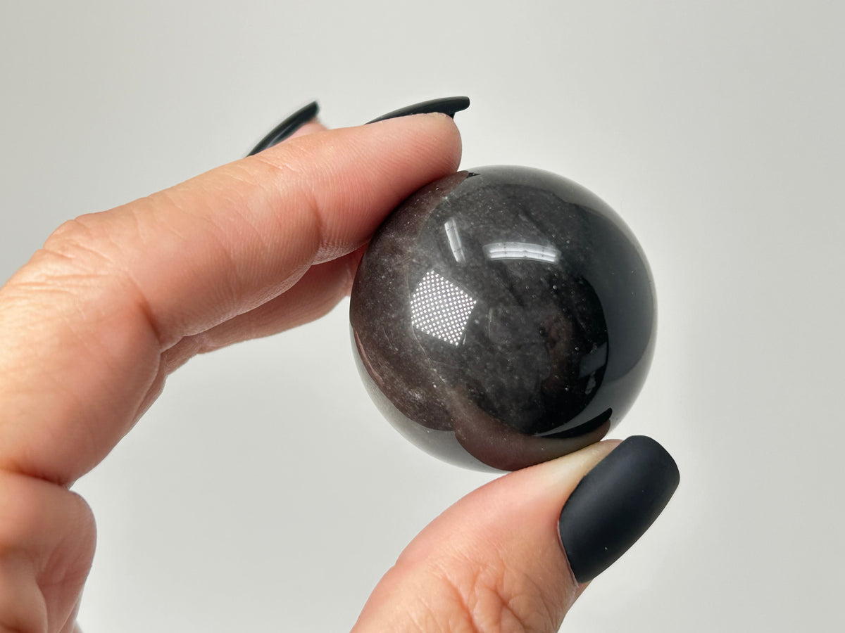 Silver Sheen Obsidian Sphere (1.4", 34mm)