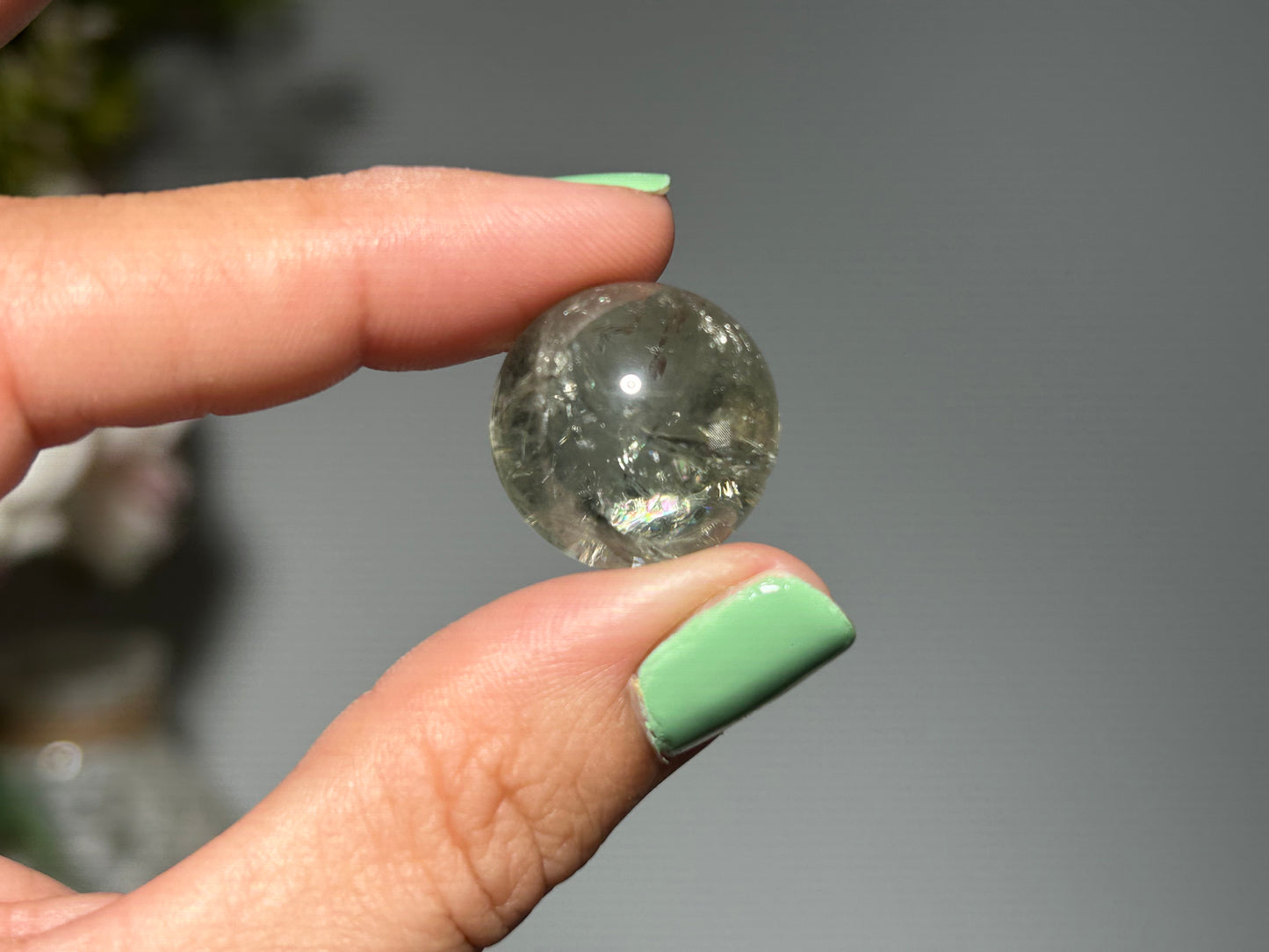 Mini Prasiolite Sphere