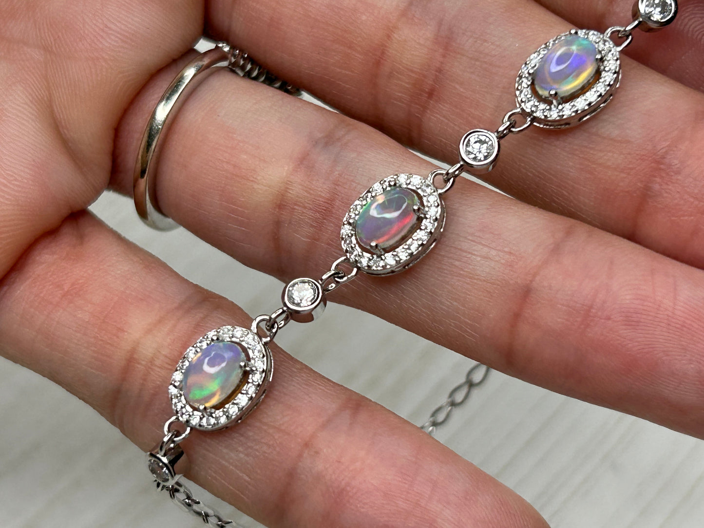 Fire Opal with Cubic Zirconia Bracelet #OVSP