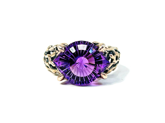 Amethyst Evil Eye Ring in Sterling Silver