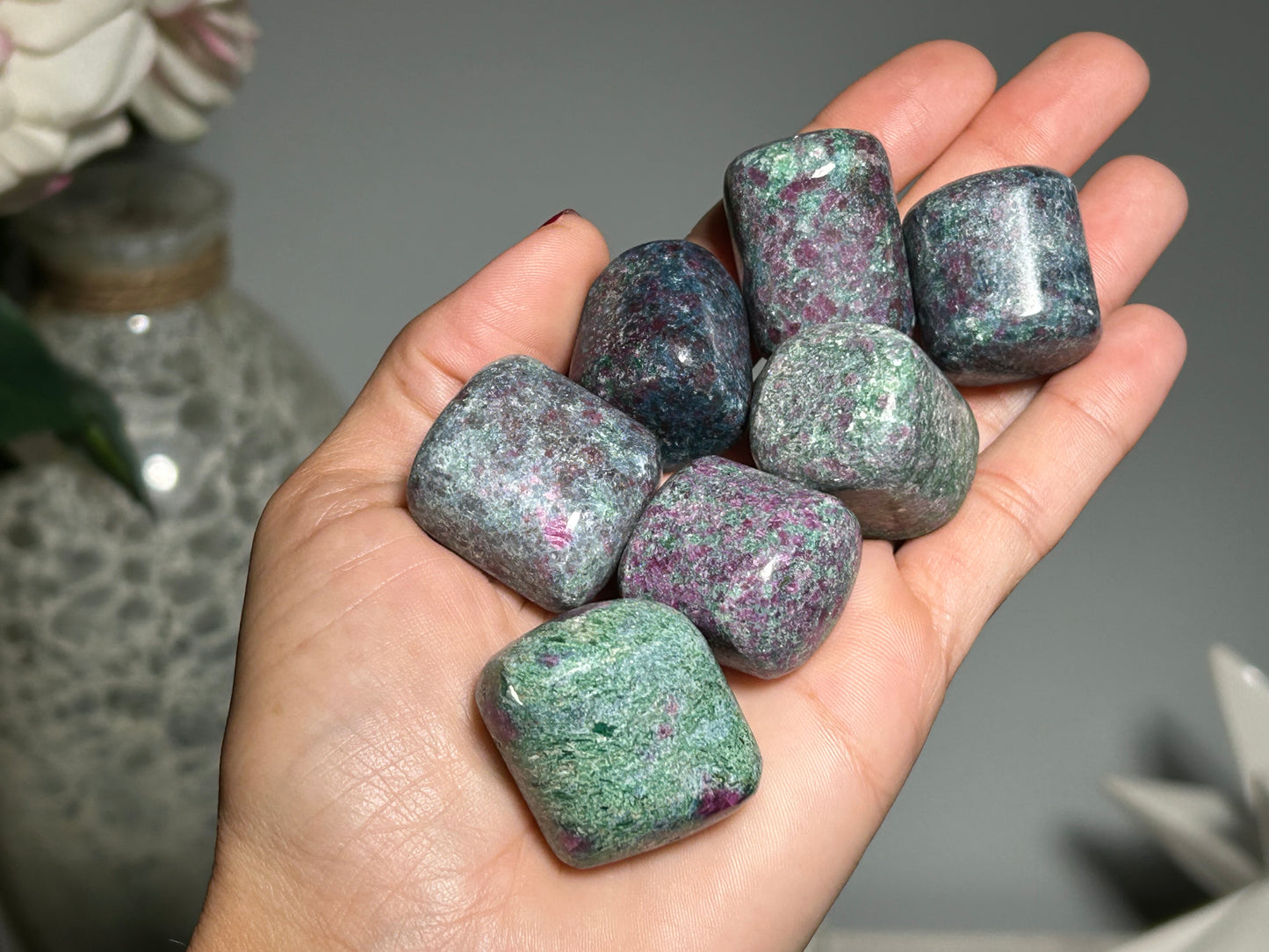 Tumbled Ruby in Kyanite or Fuchsite