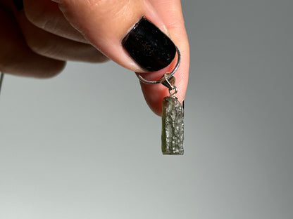 Moldavite Sterling Silver Pendant (16mm long)
