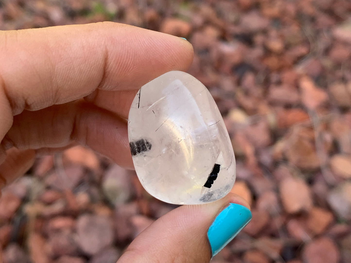 Tumbled Tourmaline Rutile in Quartz Large