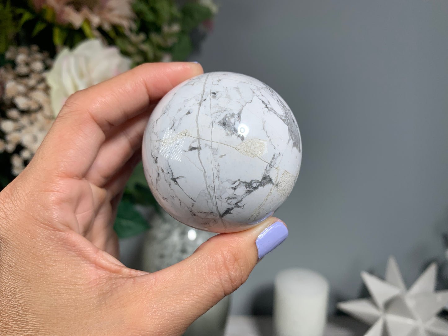 White Howlite Sphere (2.2" 56 mm)