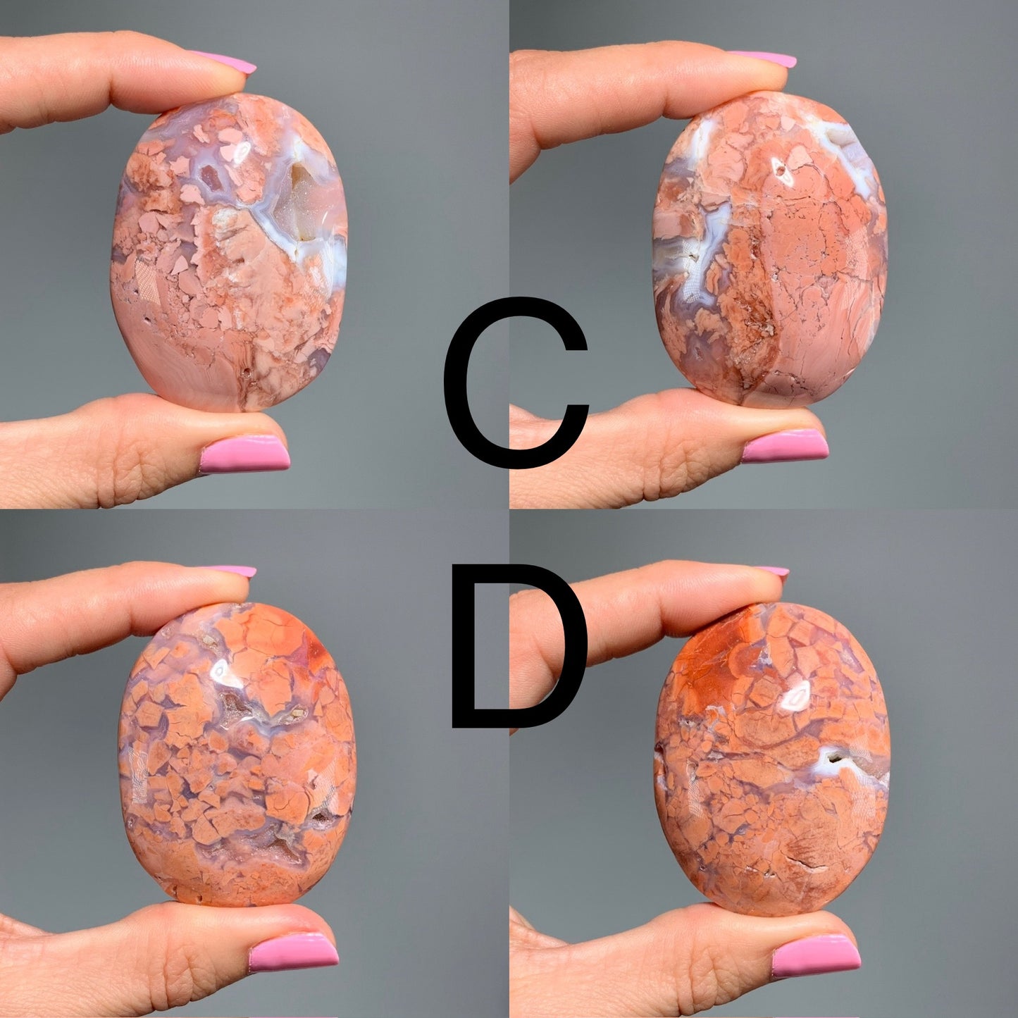 Pink Agate Palm Stone