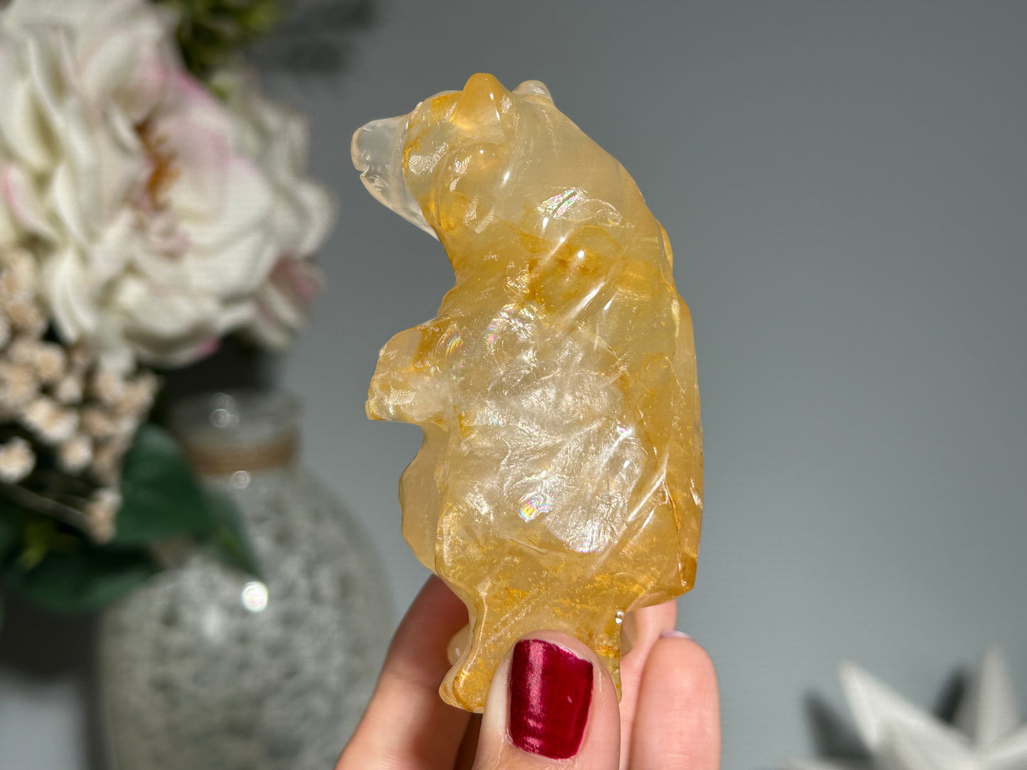 Yellow Hematoid Quartz Bear (3.5", 89mm)