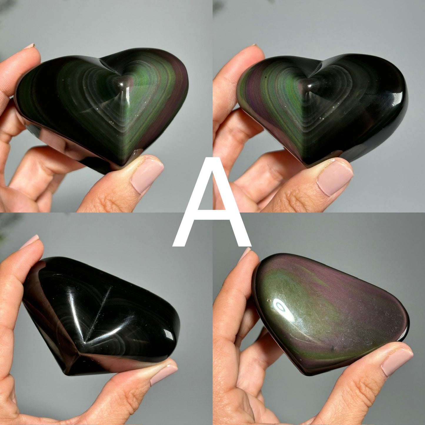 Rainbow Obsidian Heart