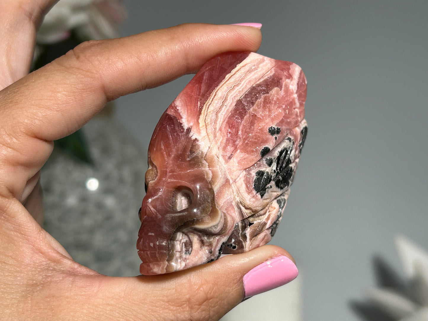 Rhodochrosite Skull (2.3", 59mm)