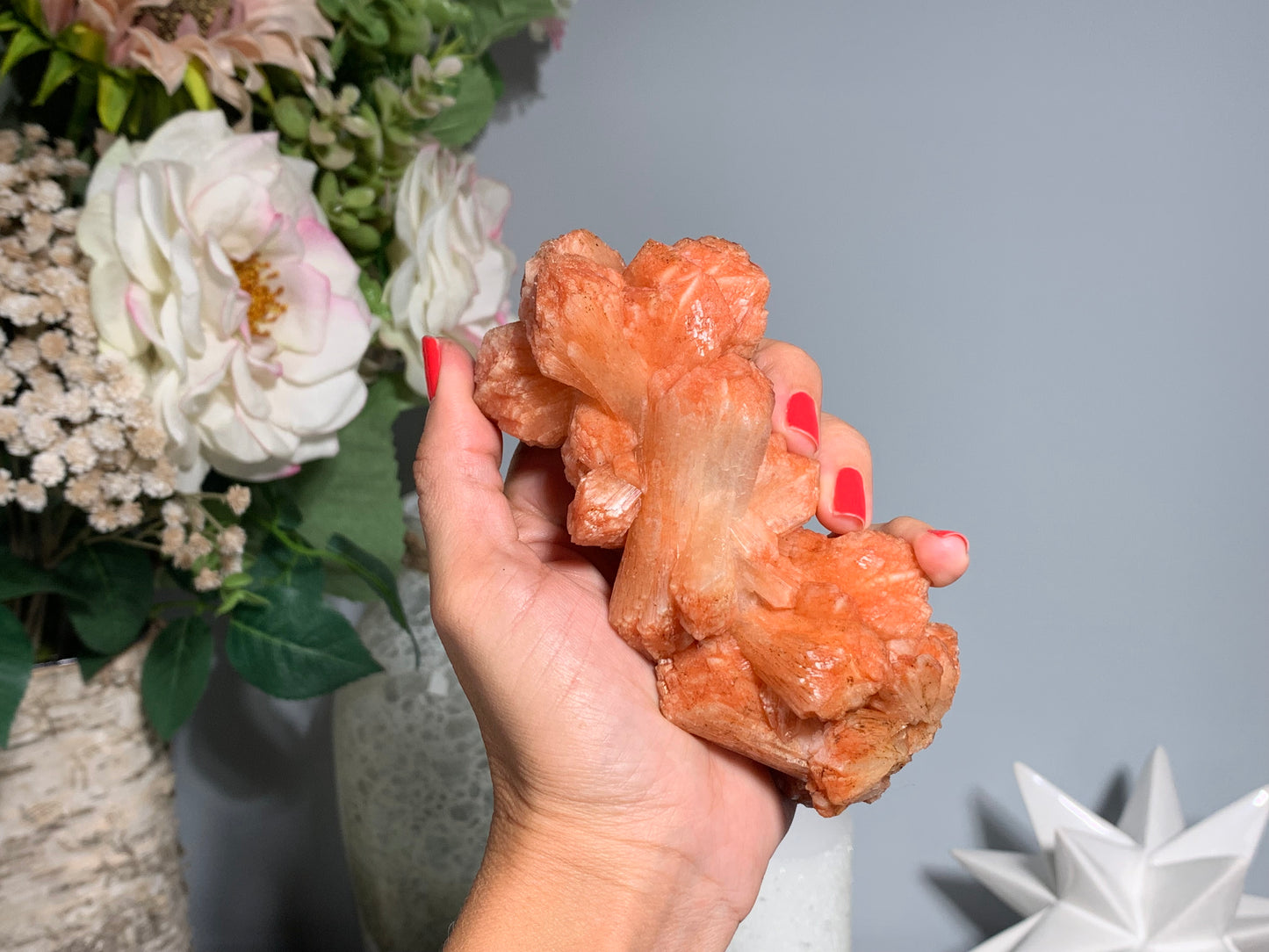 Red Stilbite Cluster (5", 128mm)