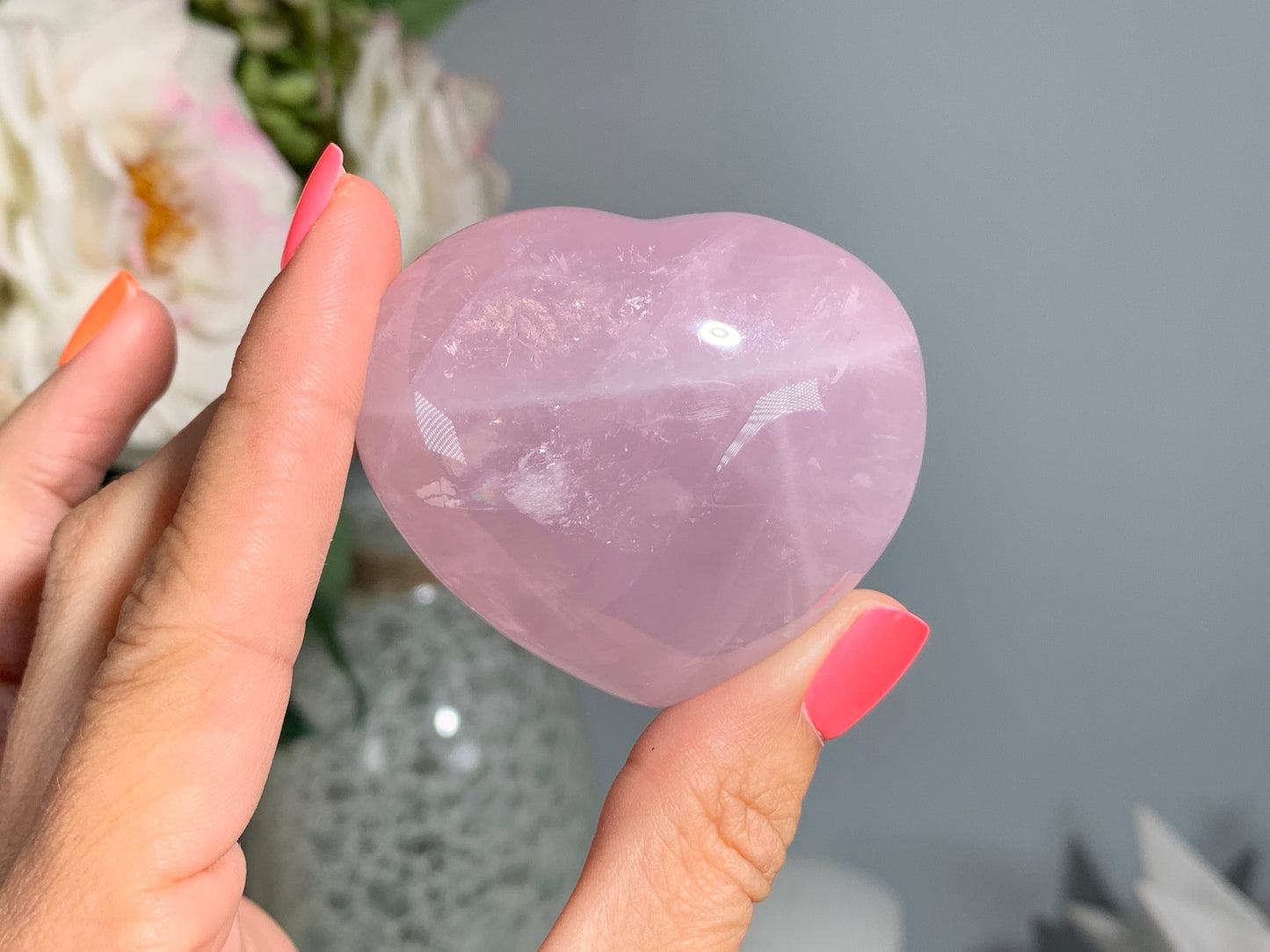 Large Lavender Rose Quartz Heart