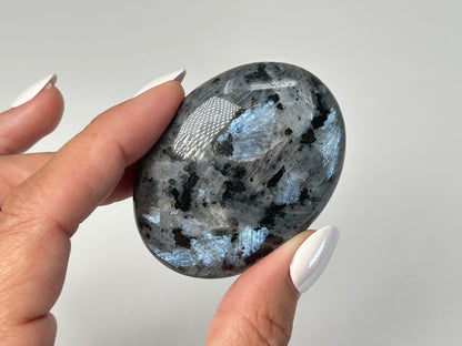 Gray Larvikite Palm Stone (2.2", 56mm)