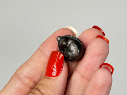 Silver Sheen Obsidian Sleeping Cat
