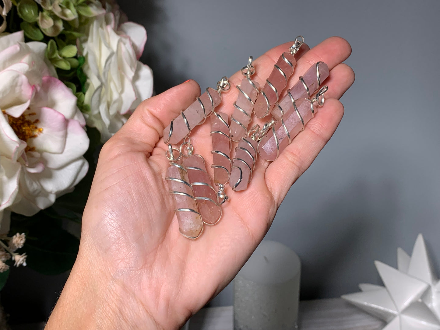 Bulk Rose Quartz Pendant (10pc)