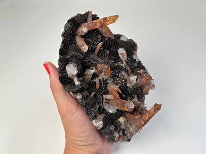 Specularite with Tangerine Quartz (6.4", 161mm)