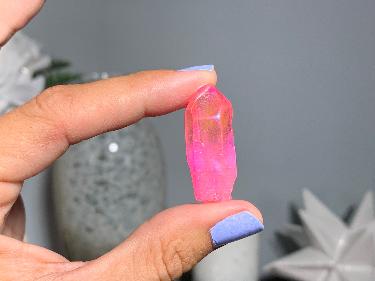 Pink Aura Quartz Point