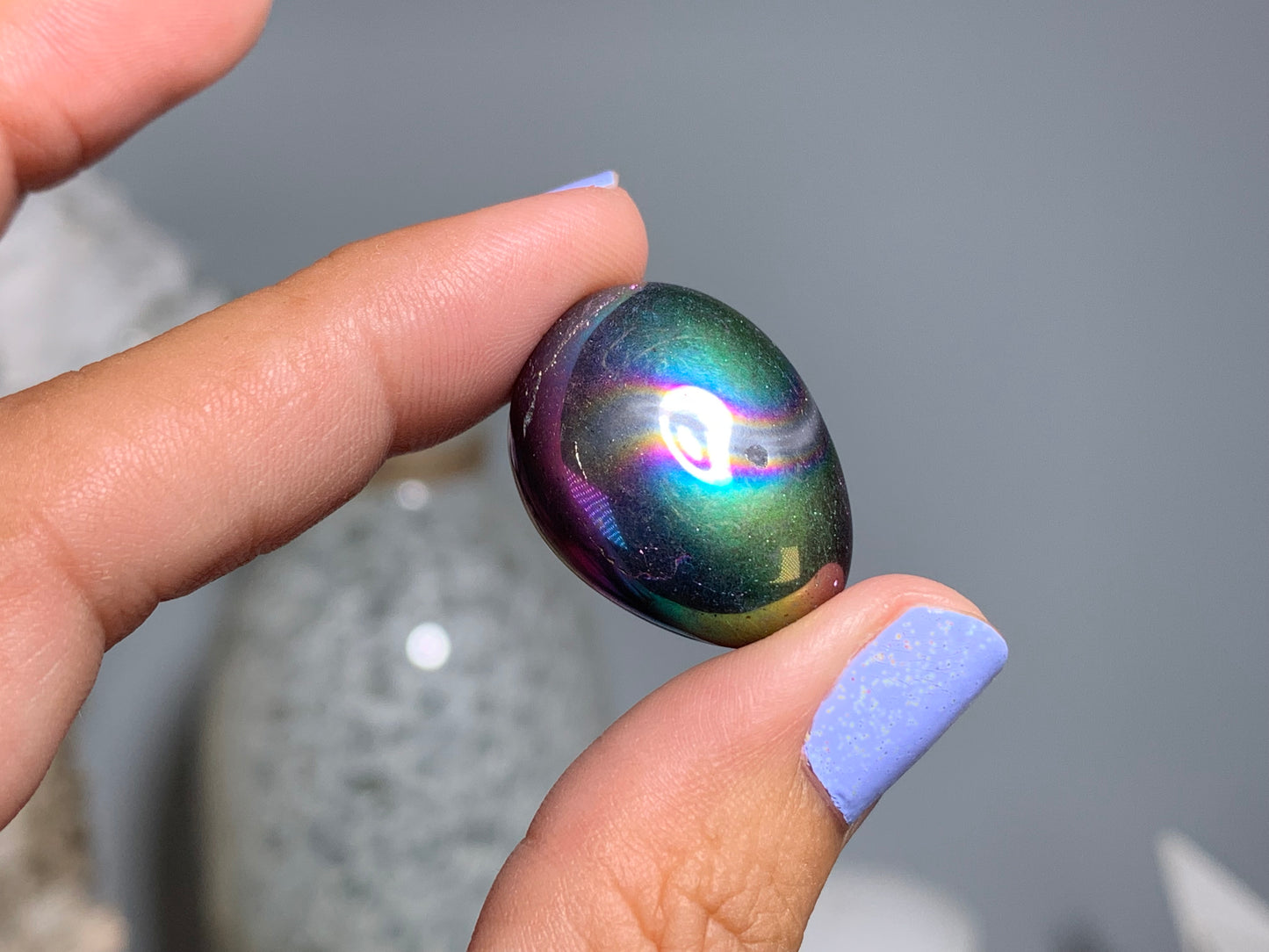 Tumbled Dark Titanium Aura Quartz