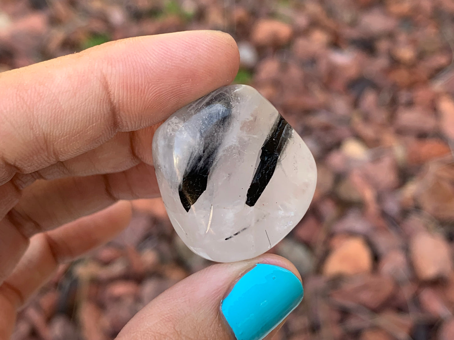 Tumbled Tourmaline Rutile in Quartz Large