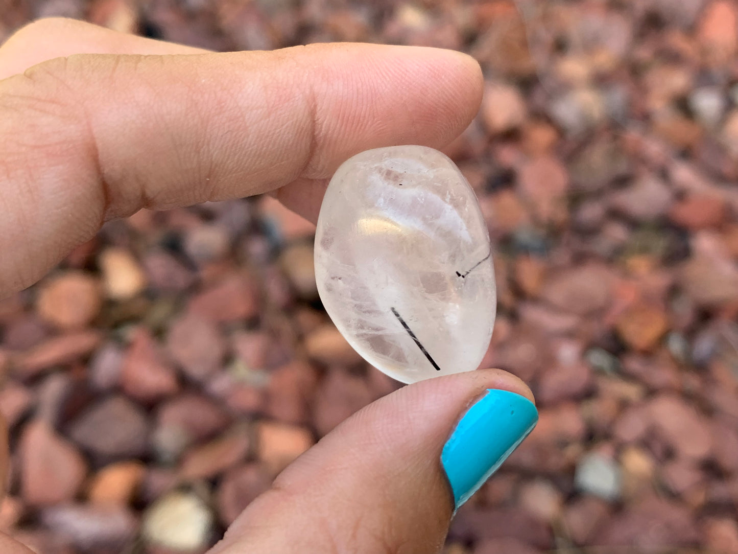 Tumbled Tourmaline Rutile in Quartz Medium