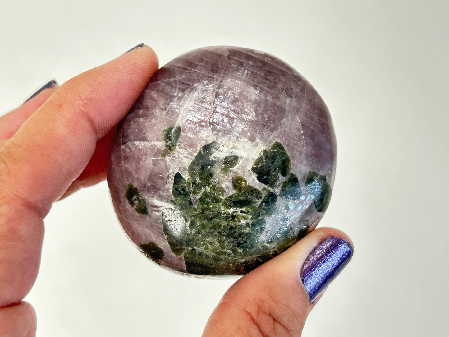 Purple Anhydrite Palm Stone
