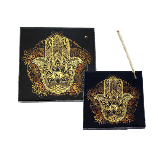Hamsa Wooden Incense Burner Plate (4 in.)