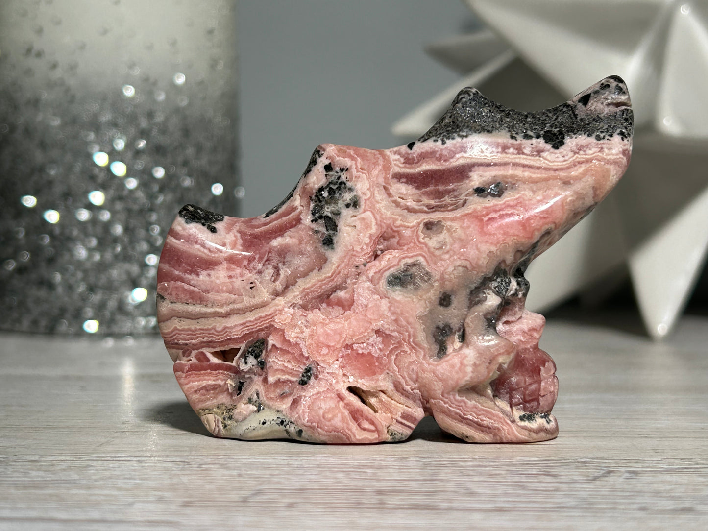 Rhodochrosite Skull (2.8", 72mm)