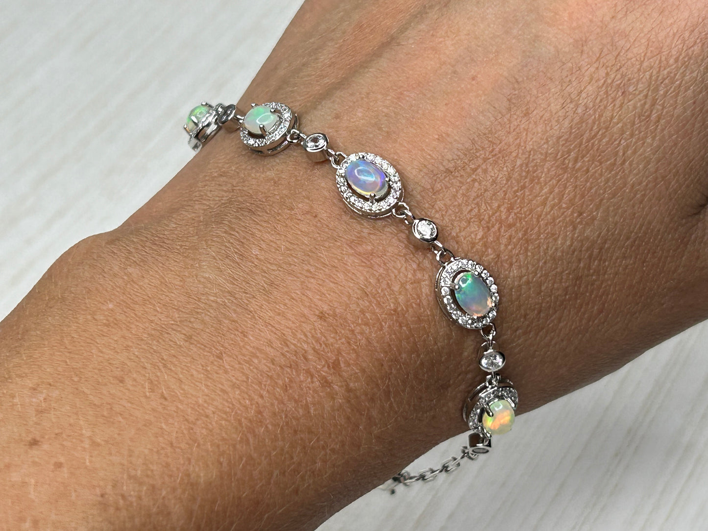 Fire Opal with Cubic Zirconia Bracelet #OVSP