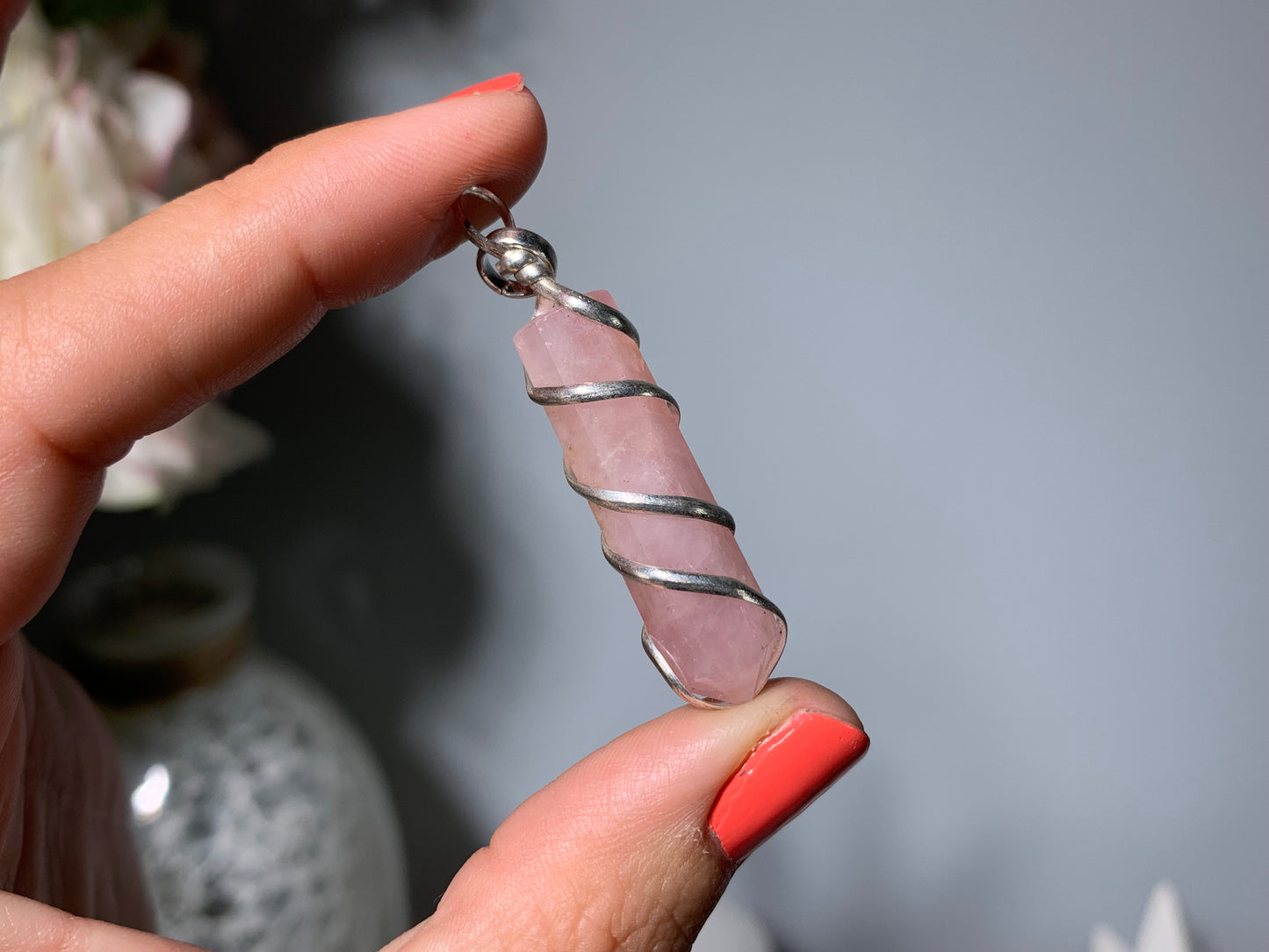 Bulk Rose Quartz Pendant (10pc)