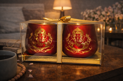 Ganesha Candle Holder - 2pcs: Red