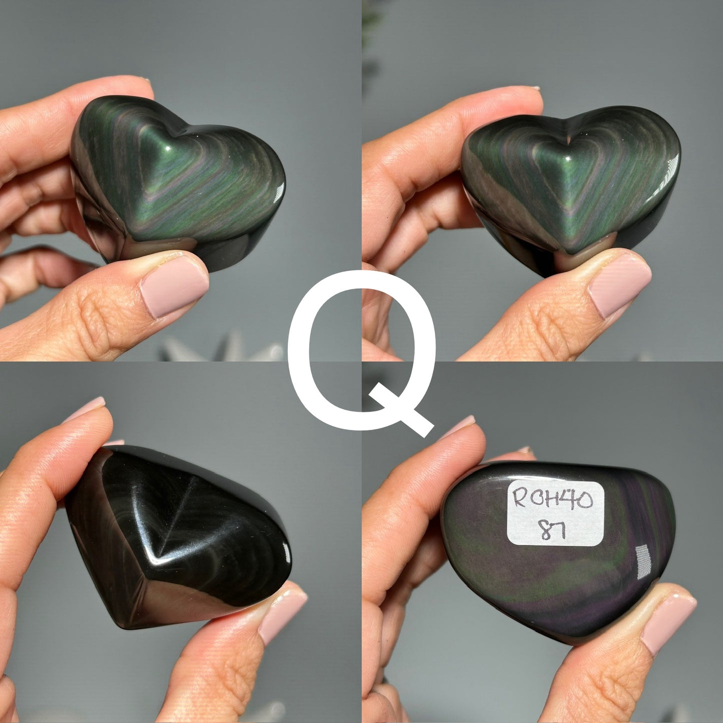 Rainbow Obsidian Heart