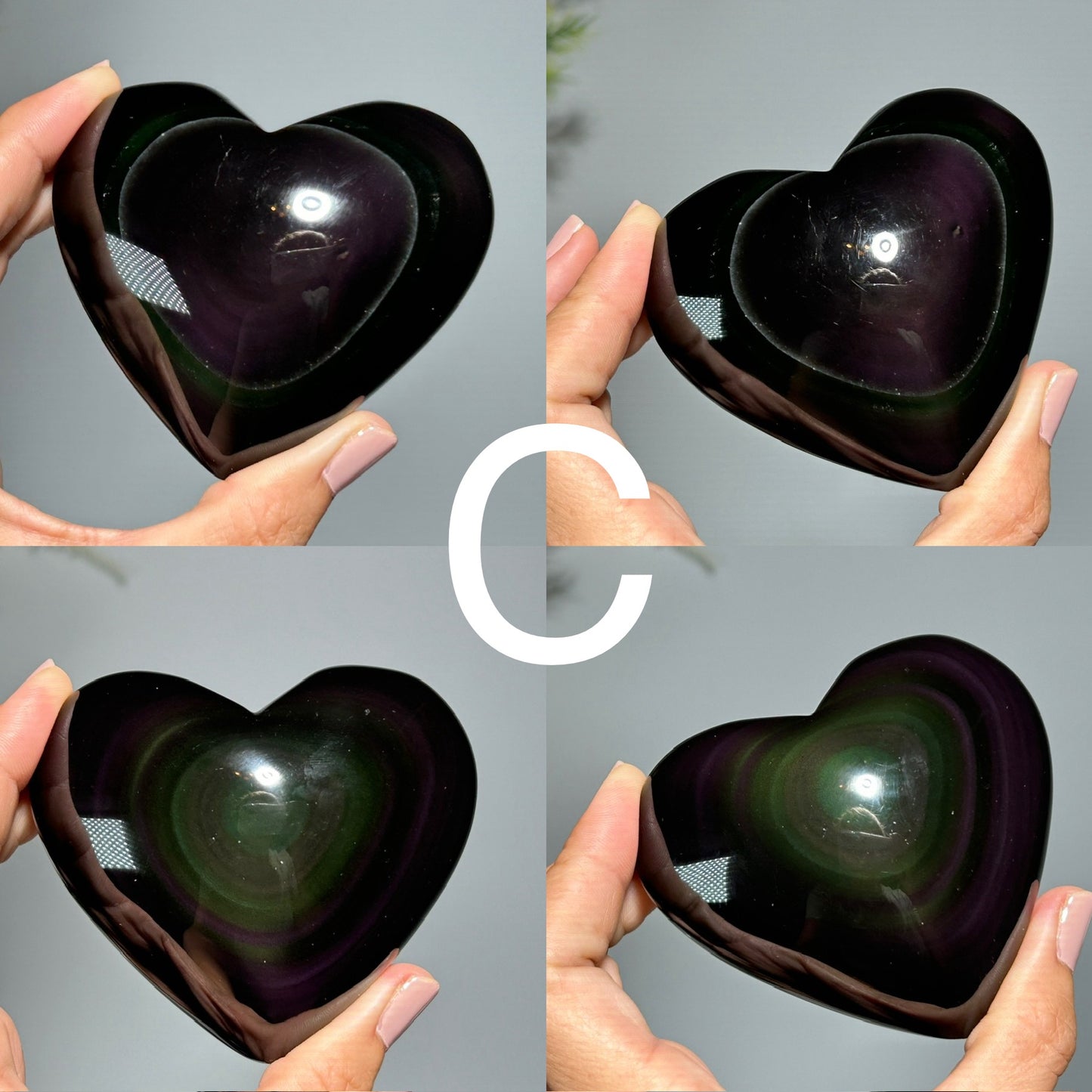 Rainbow Obsidian Puffy Heart